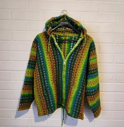 Chaleco artesanal multicolor con capucha - miniatura 1