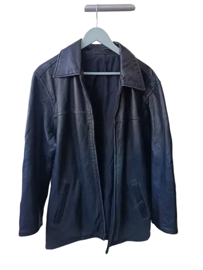 Chaqueta de Cuero Recta Minimalista - miniatura 1