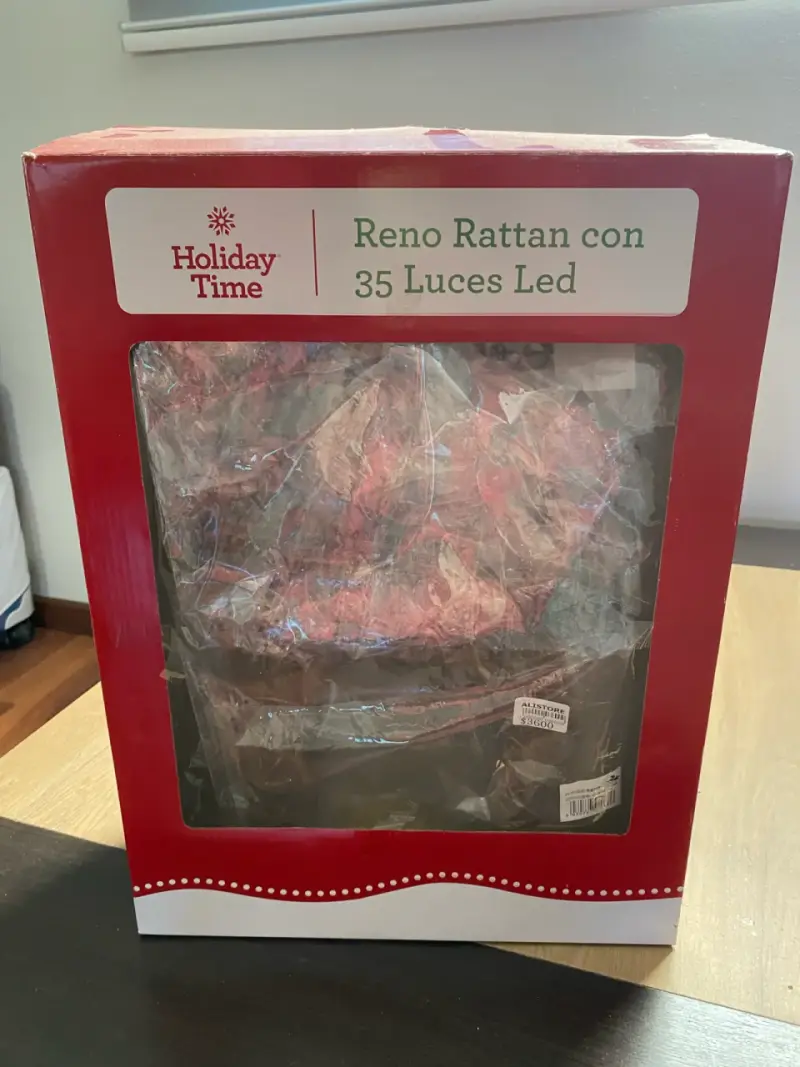 Figura decorativa de reno en mimbre navideña - 2
