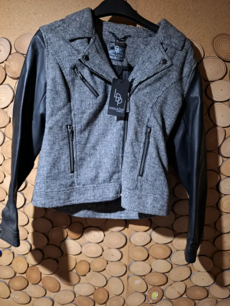 Chaqueta Lorenzo di Ponti gris y negra nueva - 1
