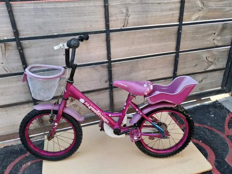 Bicicleta niña rosada con canasto - 4