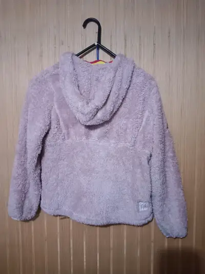 Chaqueta de peluche con capucha color lila - miniatura 3
