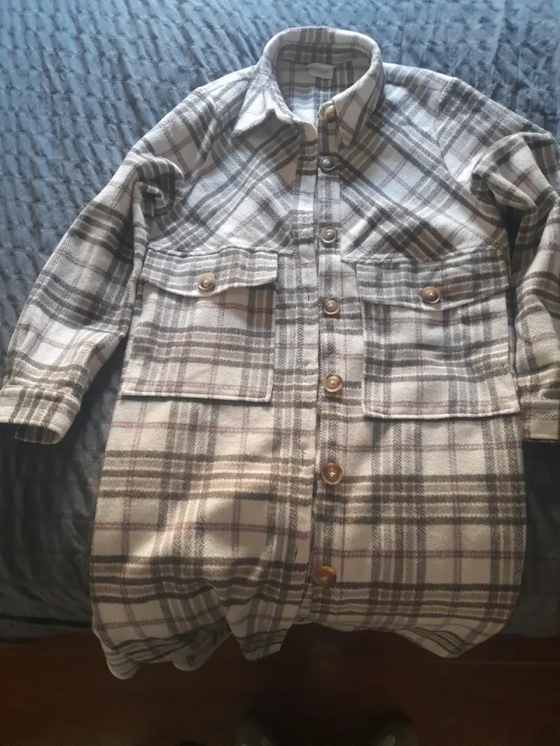 Chaqueta de lana a cuadros para mujer