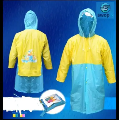 Impermeable unisex amarillo y azul con capucha - miniatura 1