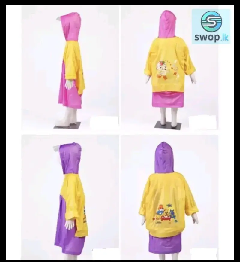 Impermeable unisex amarillo y azul con capucha - 2