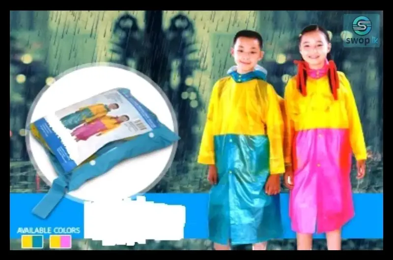 Impermeable unisex amarillo y azul con capucha - 3
