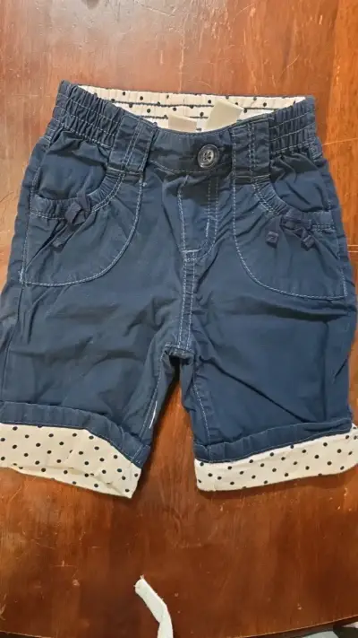Shorts de niña azul con detalles de lunares - miniatura 1
