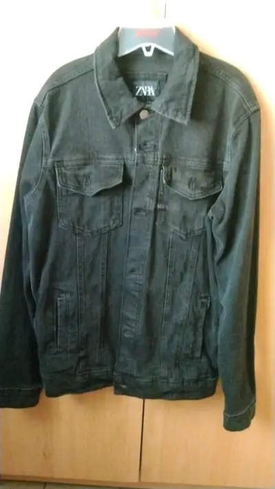 Chaqueta de mezclilla negra Zara para hombre - miniatura 1