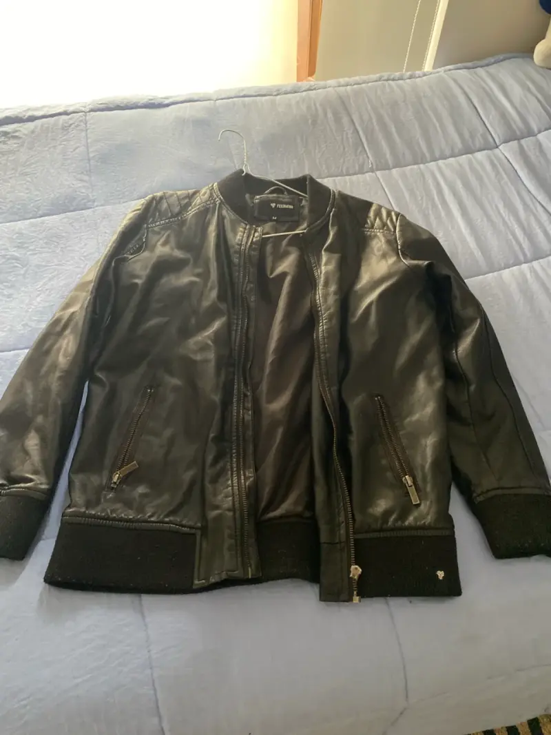 Chaqueta de cuero negra Federation  hombre