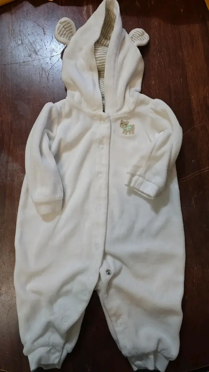 Enterito de bebé polar blanco con capucha - 2