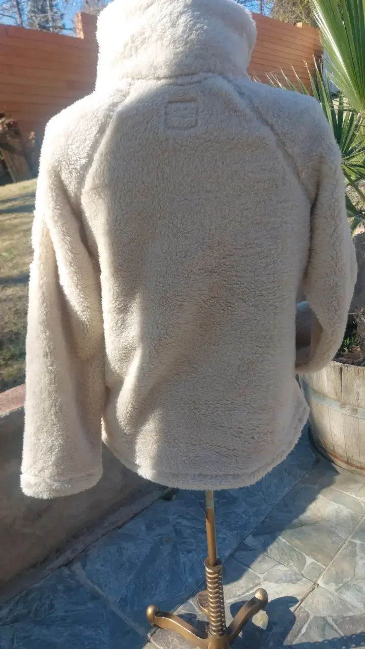 Chaqueta de lana beige con cierre - 2