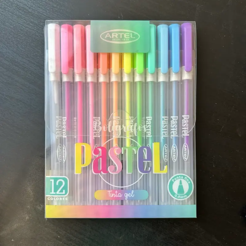 Set de 12 lápices gel pastel Artel