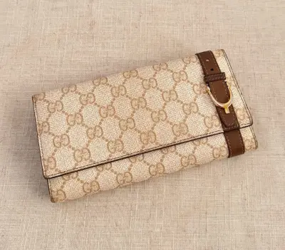 Gucci billetera beige con monograma - miniatura 1