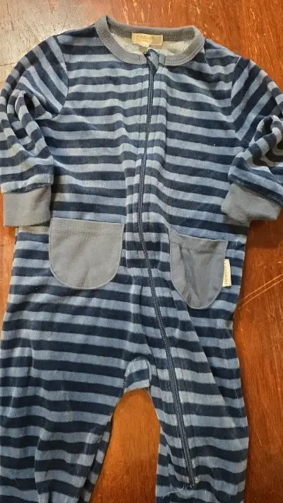 Pijama de bebé a rayas azul tahari - miniatura 1