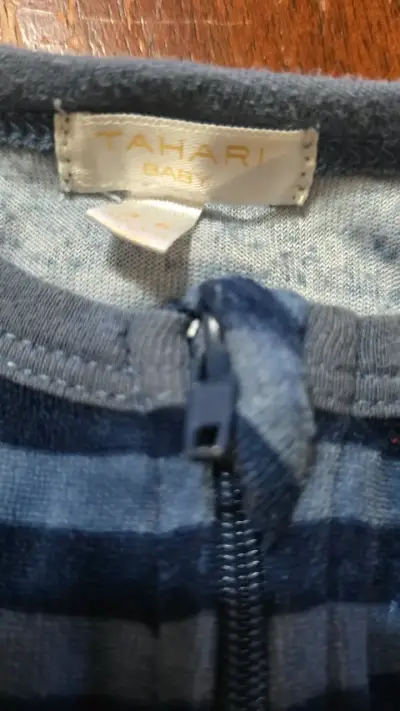 Pijama de bebé a rayas azul tahari - miniatura 2