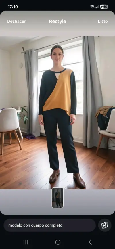 Blusa asimétrica bicolor negro y mostaza - miniatura 2