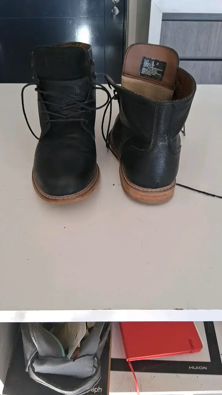 Botines de cuero negro para hombre - 3