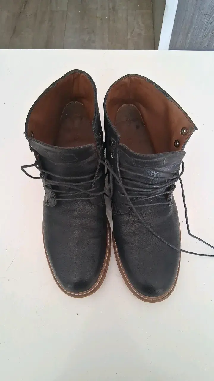 Botines de cuero negro para hombre - 4