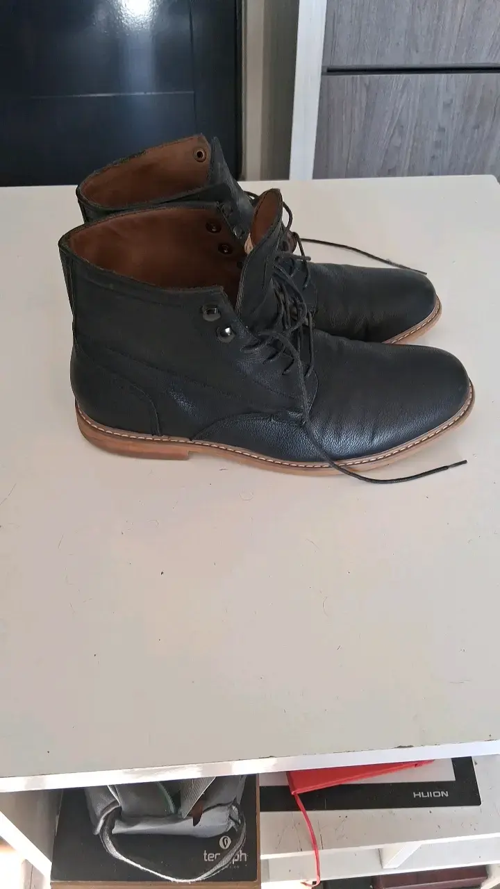 Botines de cuero negro para hombre - 6