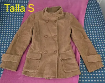 Abrigo de mujer beige/café claro, talla S - miniatura 1