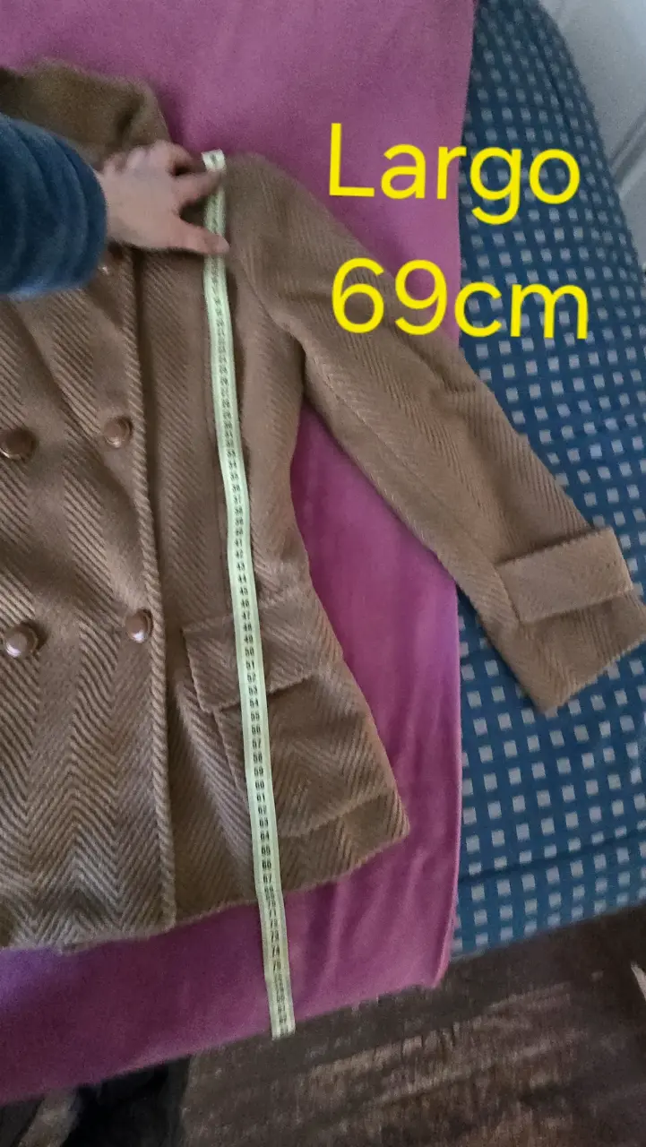 Abrigo de mujer beige/café claro, talla S - 3