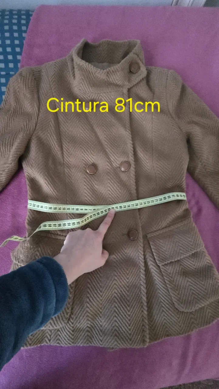 Abrigo de mujer beige/café claro, talla S - 5