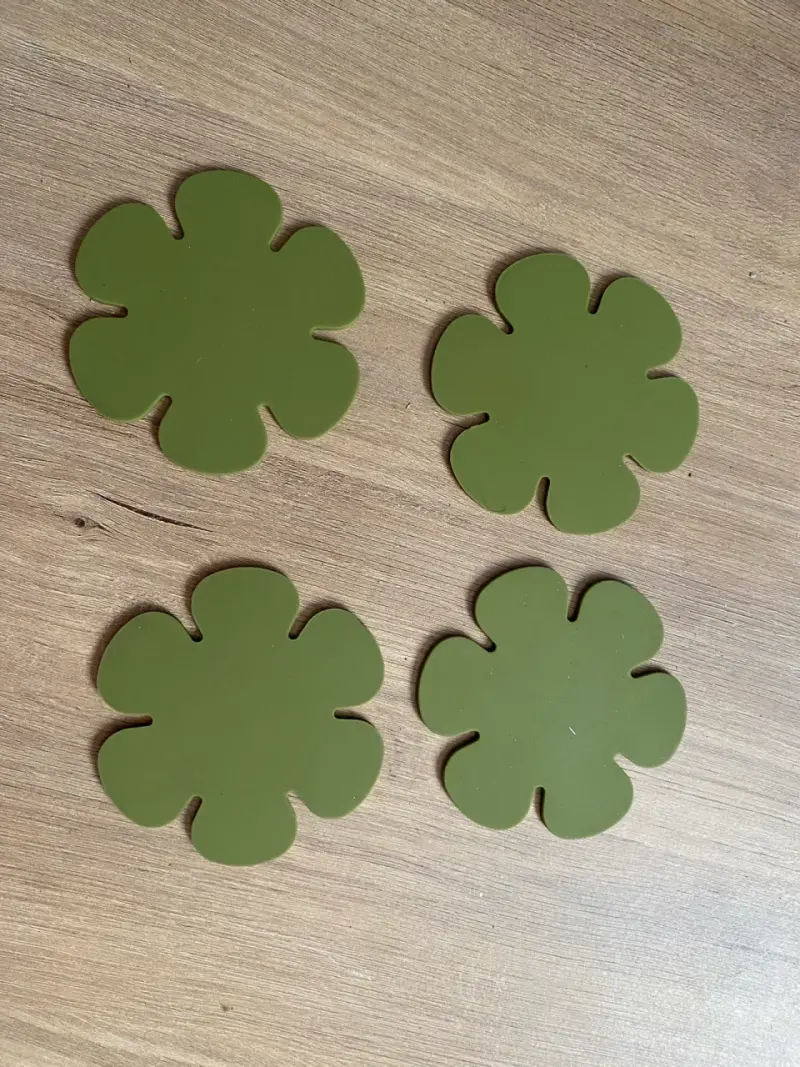 Posavasos de silicona verde en forma de flor - 2