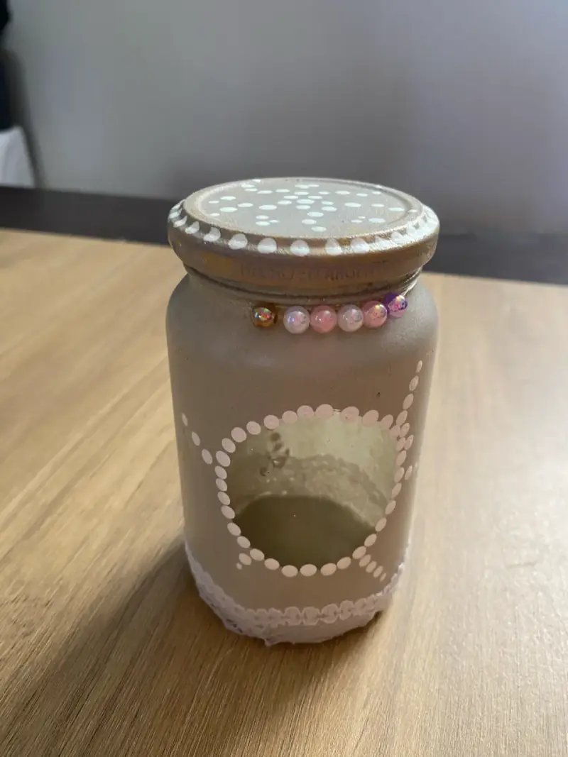 Frasco decorativo con encaje y perlas - 3
