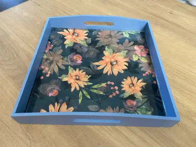 Bandeja decorativa floral azul - miniatura 1