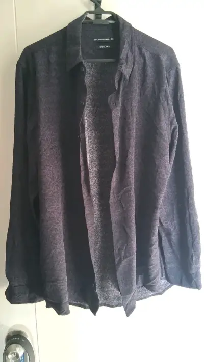Camisa negra estampada regular fit 2XL - miniatura 1