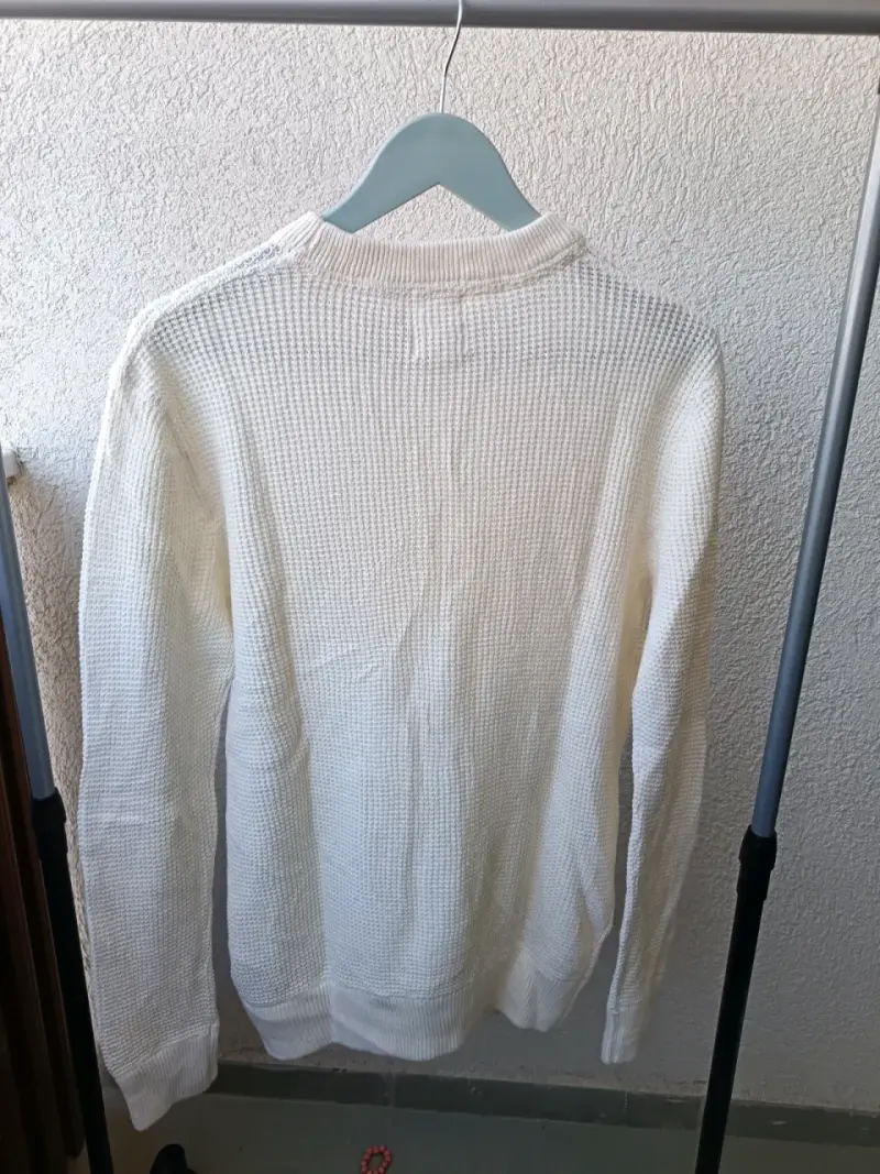 Suéter blanco de punto grueso unisex - 5