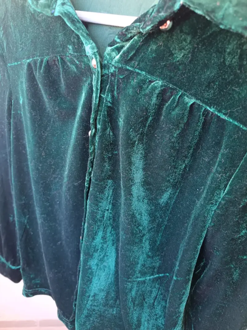 Blusa de terciopelo verde elegante - 5