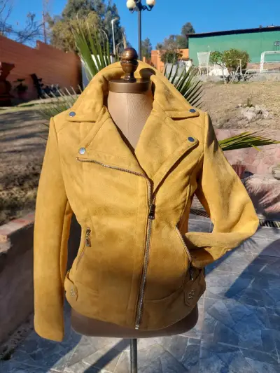 Chaqueta biker de gamuza amarilla - miniatura 1
