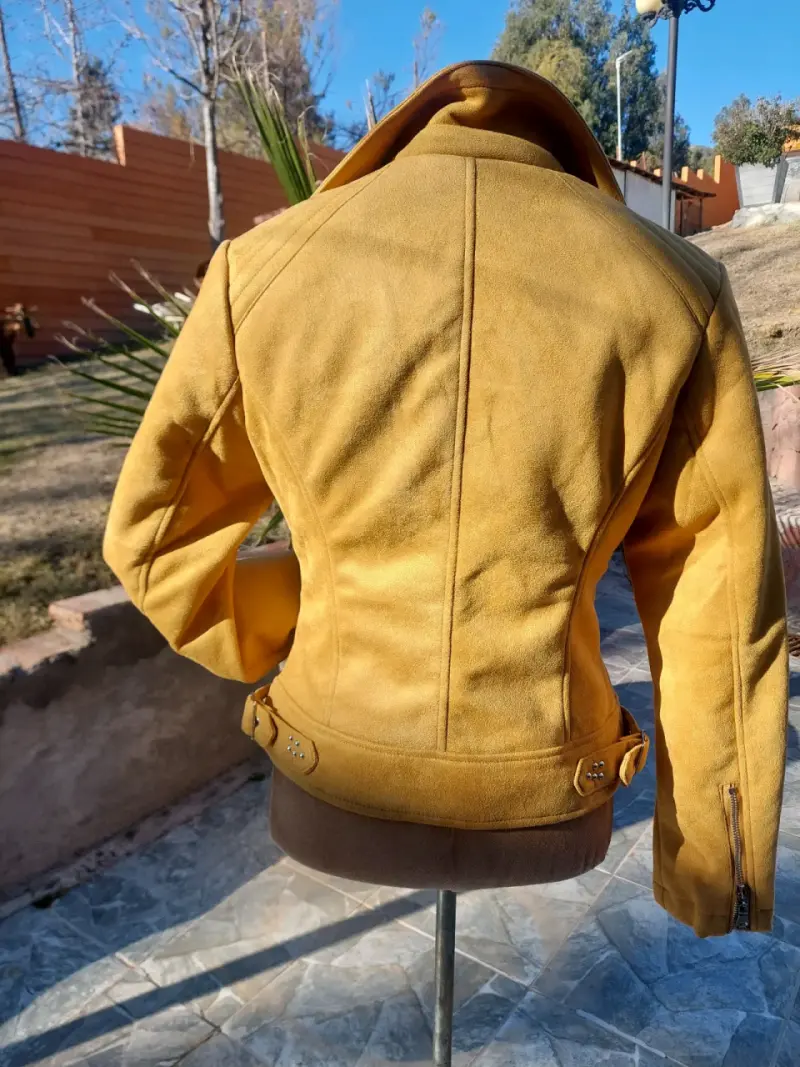 Chaqueta biker de gamuza amarilla - 2
