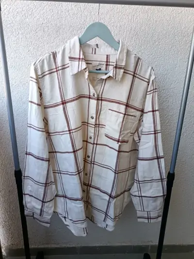Camisa a cuadros beige y marrón para hombre - miniatura 1