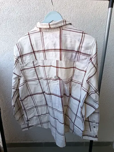 Camisa a cuadros beige y marrón para hombre - miniatura 3