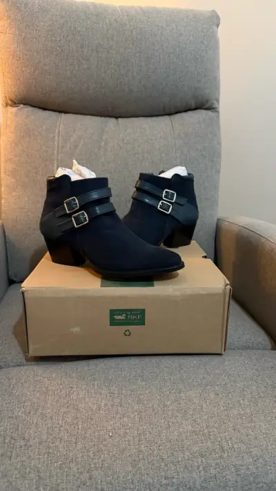 Botines de cuero azul con hebillas RKF - miniatura 1