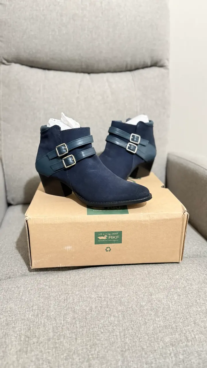 Botines de cuero azul con hebillas RKF - 5