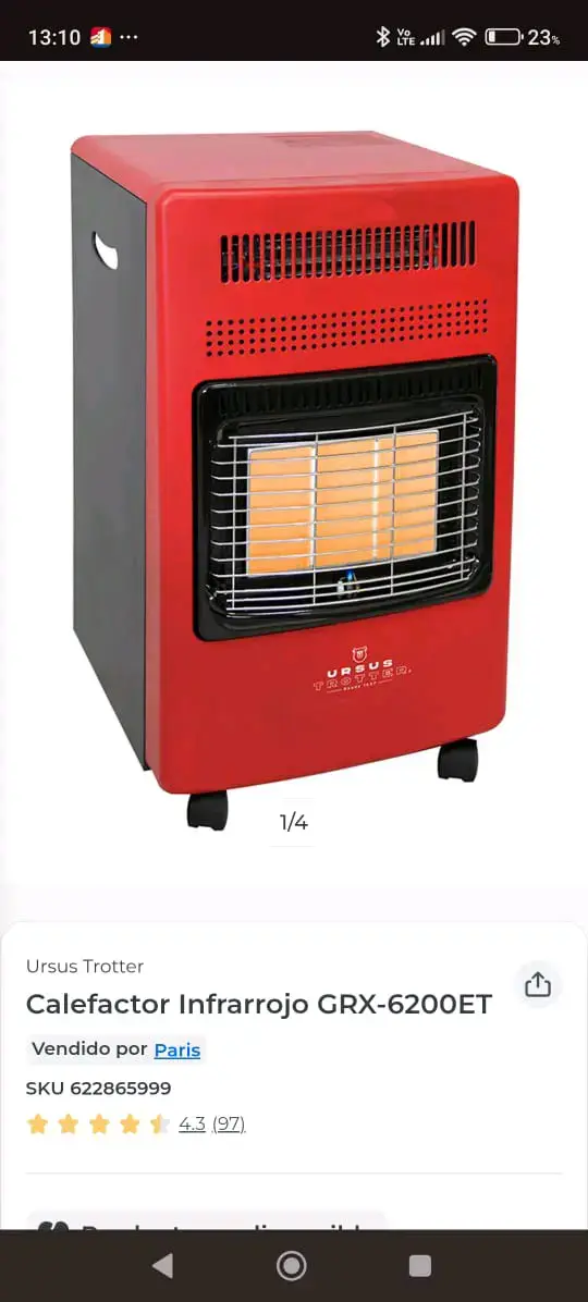 Calefactor a gas Ursus Trotter rojo - 2
