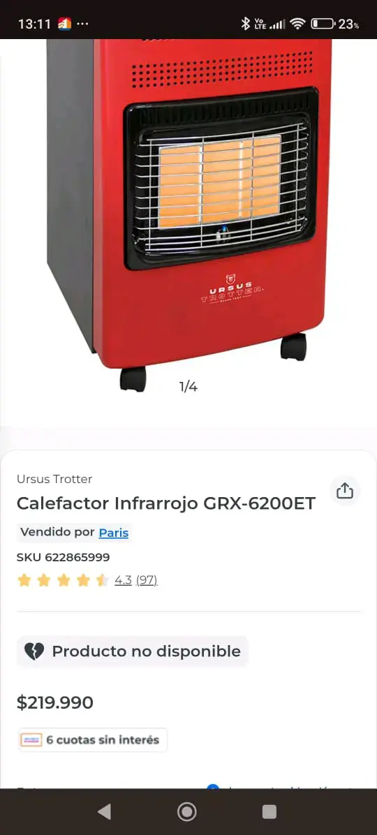 Calefactor a gas Ursus Trotter rojo - 3