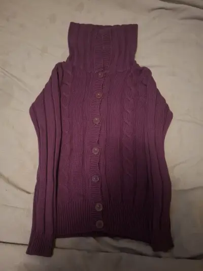 Suéter morado de punto grueso para mujer - miniatura 2