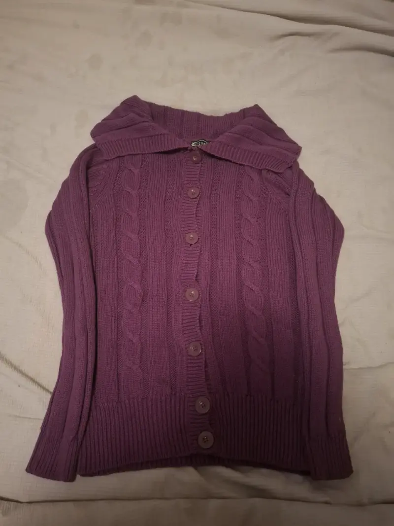 Suéter morado de punto grueso para mujer - 3