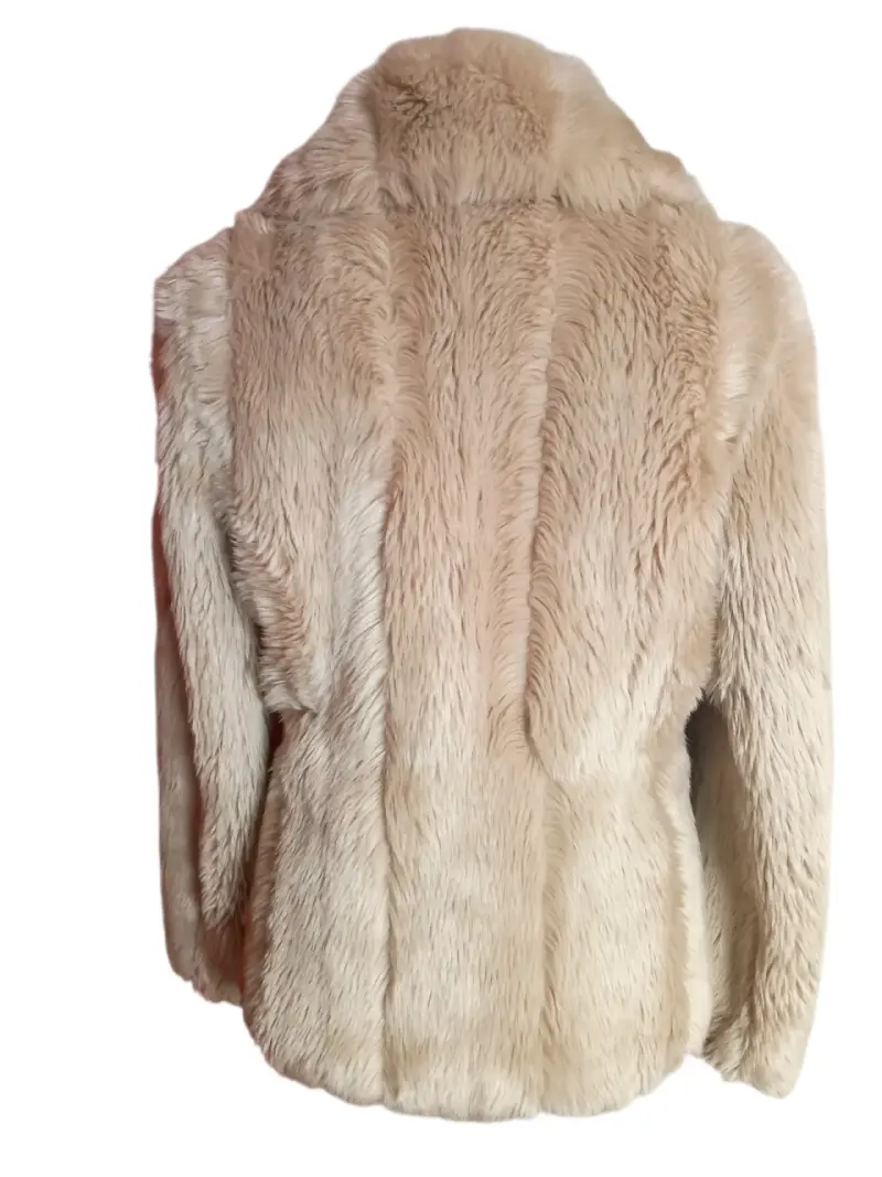 Abrigo de piel sintética beige elegante - 2