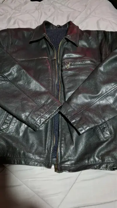 Chaqueta de cuero negra para hombre - miniatura 3