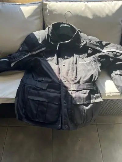 Chaqueta de moto  negra doble forro - miniatura 1