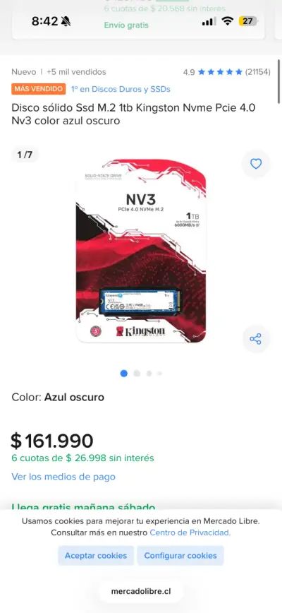 SSD Kingston NV3 PCIe 4.0 NVMe M.2 1TB - miniatura 4
