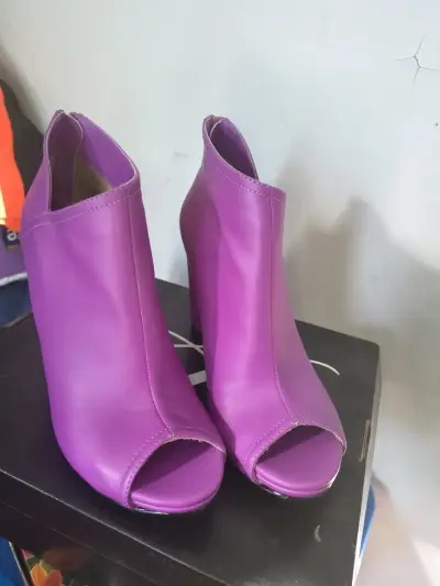 Botines peep toe morados mujer talla 38 - miniatura 1