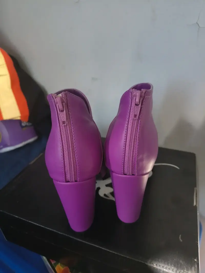 Botines peep toe morados mujer talla 38 - 2