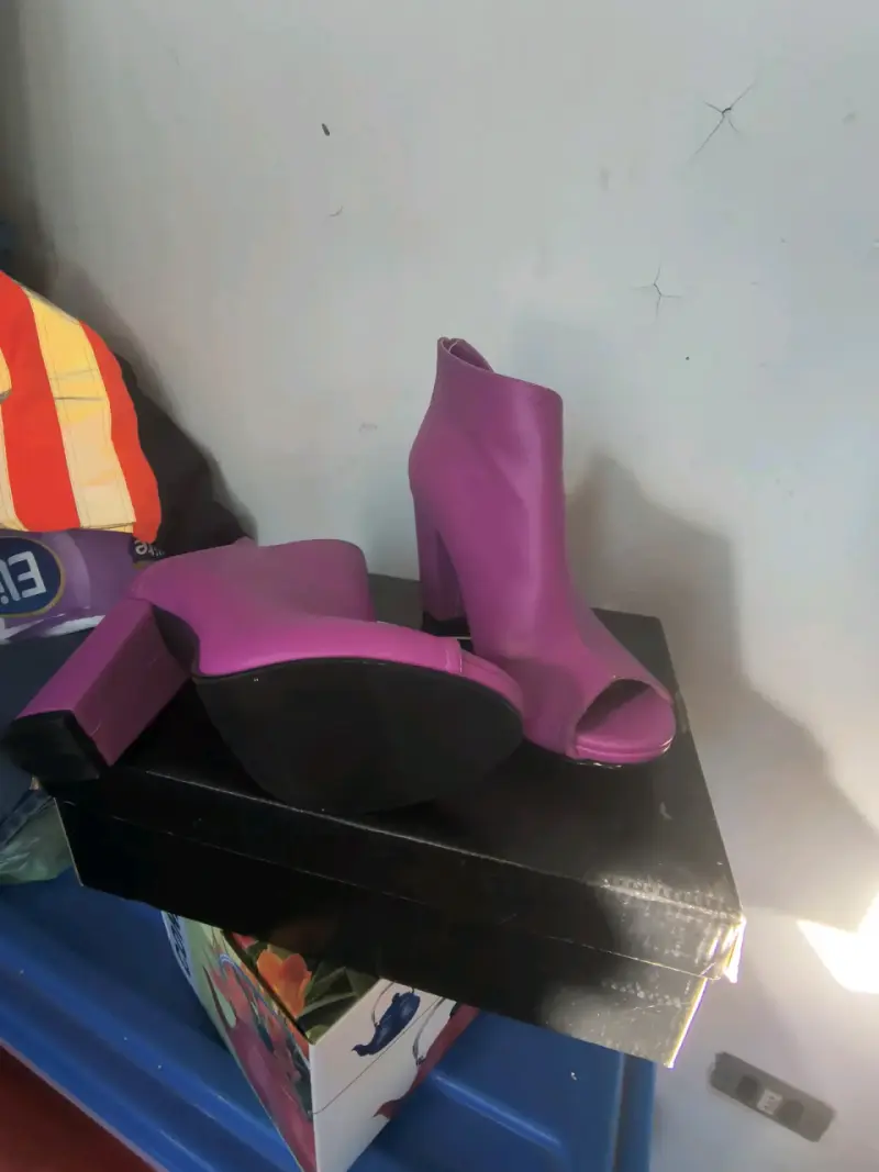 Botines peep toe morados mujer talla 38 - 3