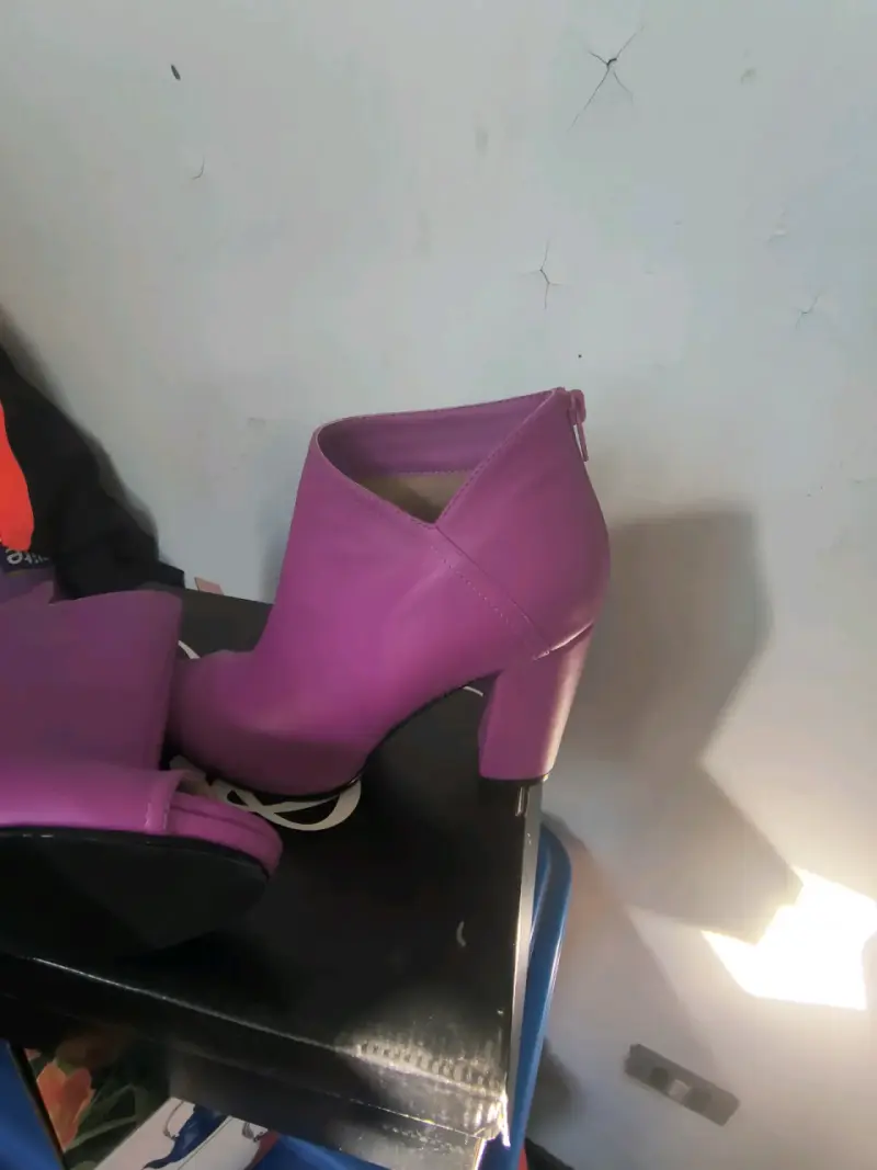 Botines peep toe morados mujer talla 38 - 4